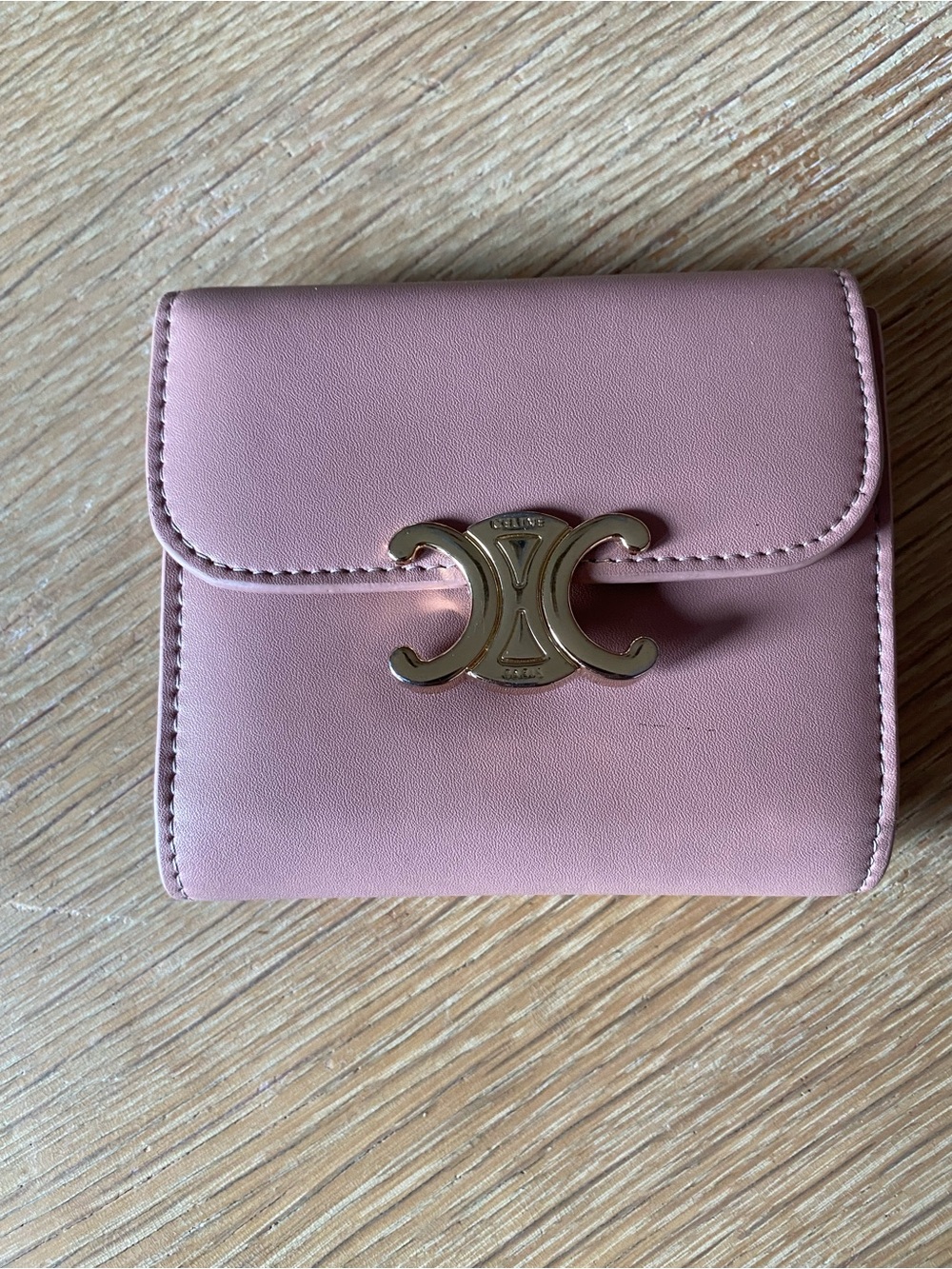 Celine Paris Blush Pink Leather Triomphe Trifold Wallet